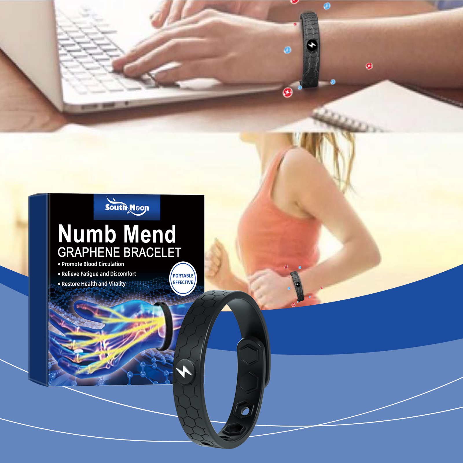 Wellness bracelet worn at desk and exercise