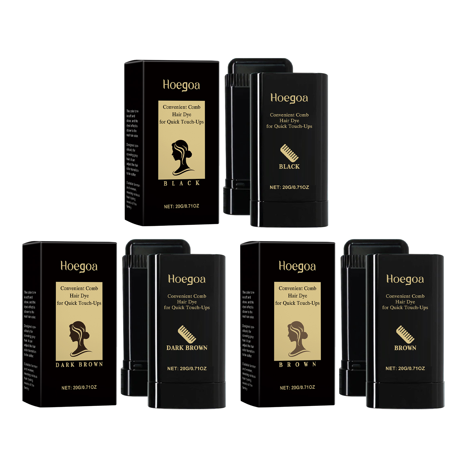 Hoegoa Hair Stick Hair Color Temporary Stick Natural Mild Non-Irritating Color Development Agent