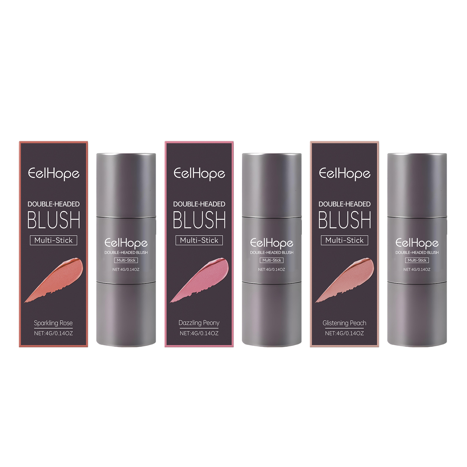 Eelhope Double Head Blush Multi-Purpose Stick, Natural Light Naked Makeup Long-Lasting Color Red