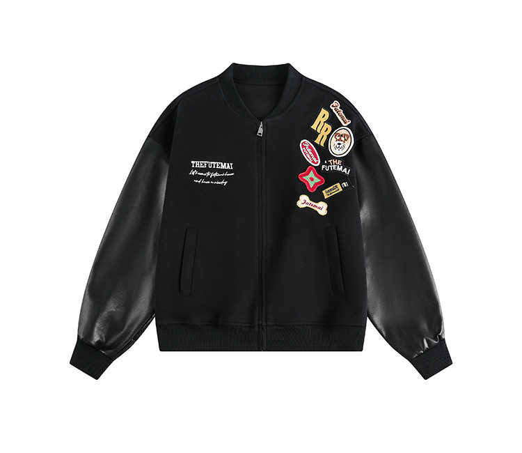Street Style Floral Collarless Jacket - side view