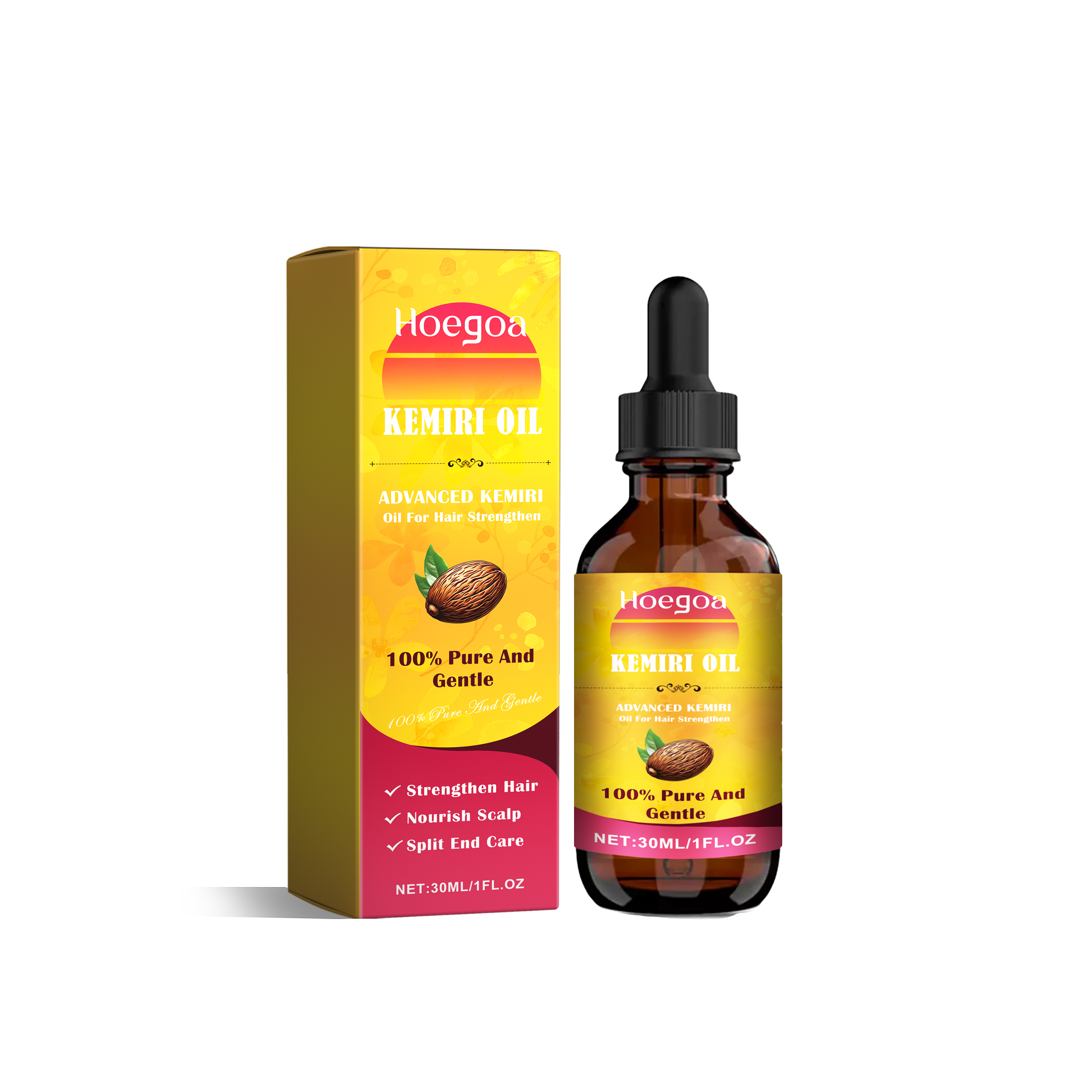 Hoegoa Kemiri Oil, Moisturize Hair To Improve Frizzy Dry Hair And Split Ends Smooth And Light