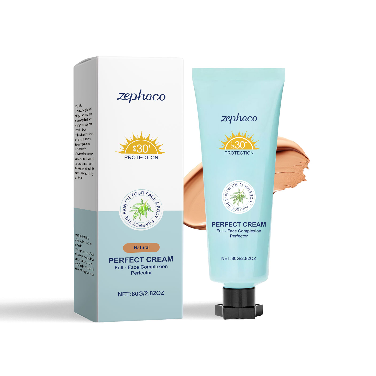 zephoco Protective Moisturizing Foundation, Natural Color That Brightens And Nourishes The Skin. It