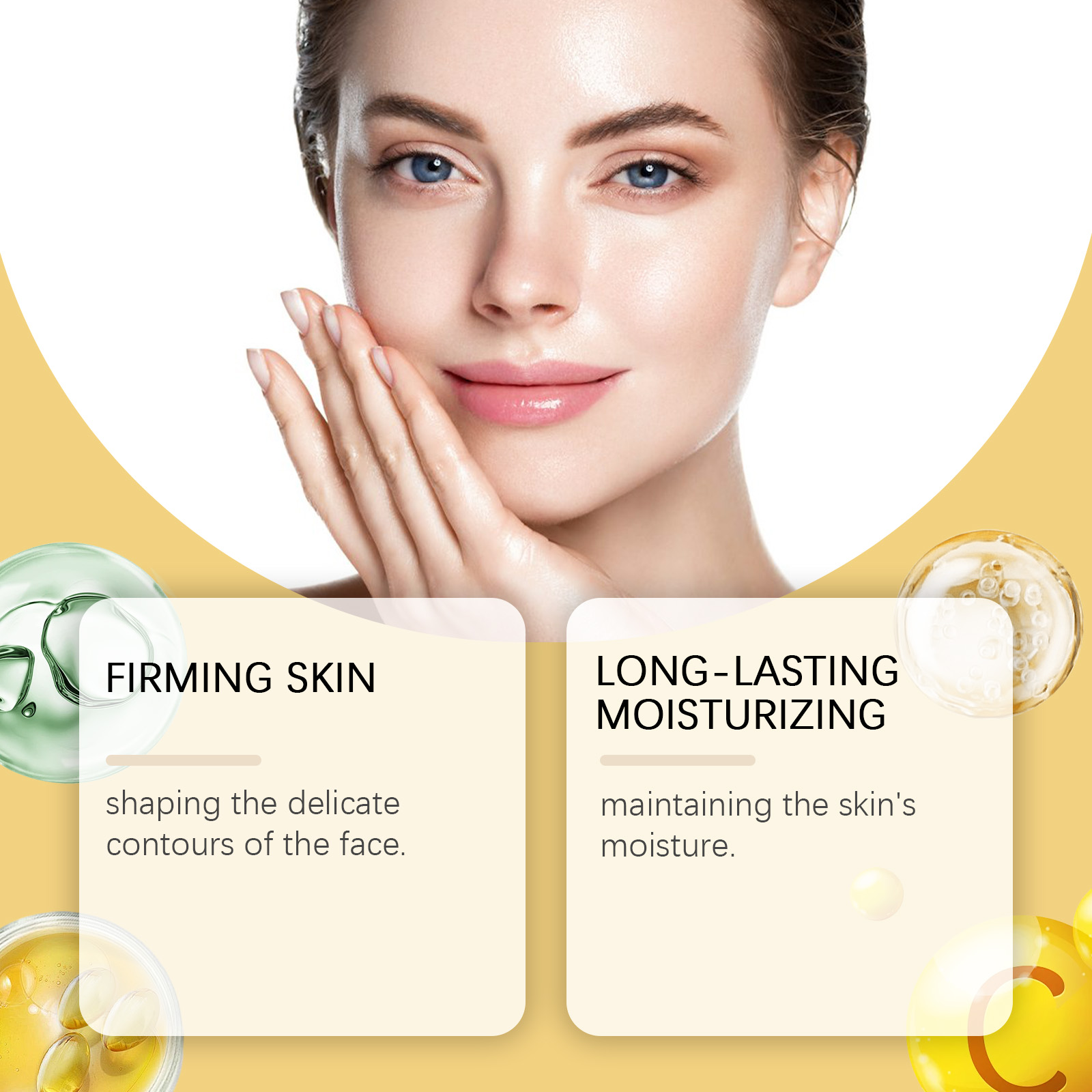 Close-up of radiant woman with cheek and jawline definition