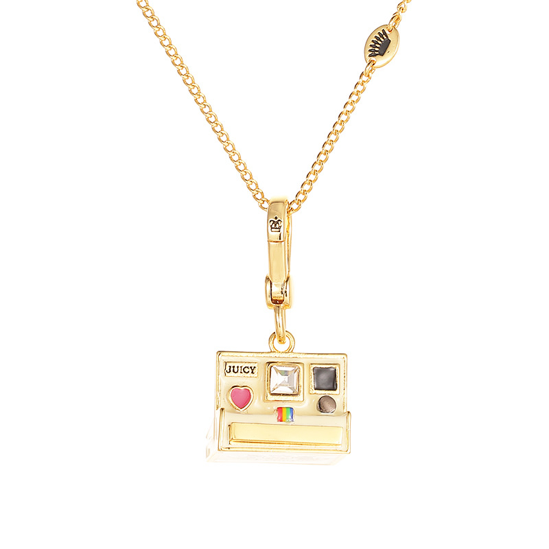 Enamel glazed three-dimensional Polaroid movable camera pendant high-end necklace