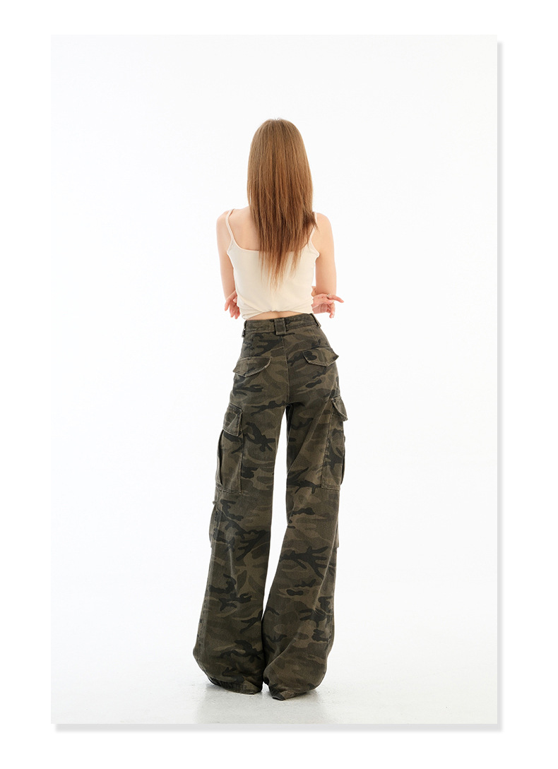 Pantalones cargo casuales de cintura alta para mujer