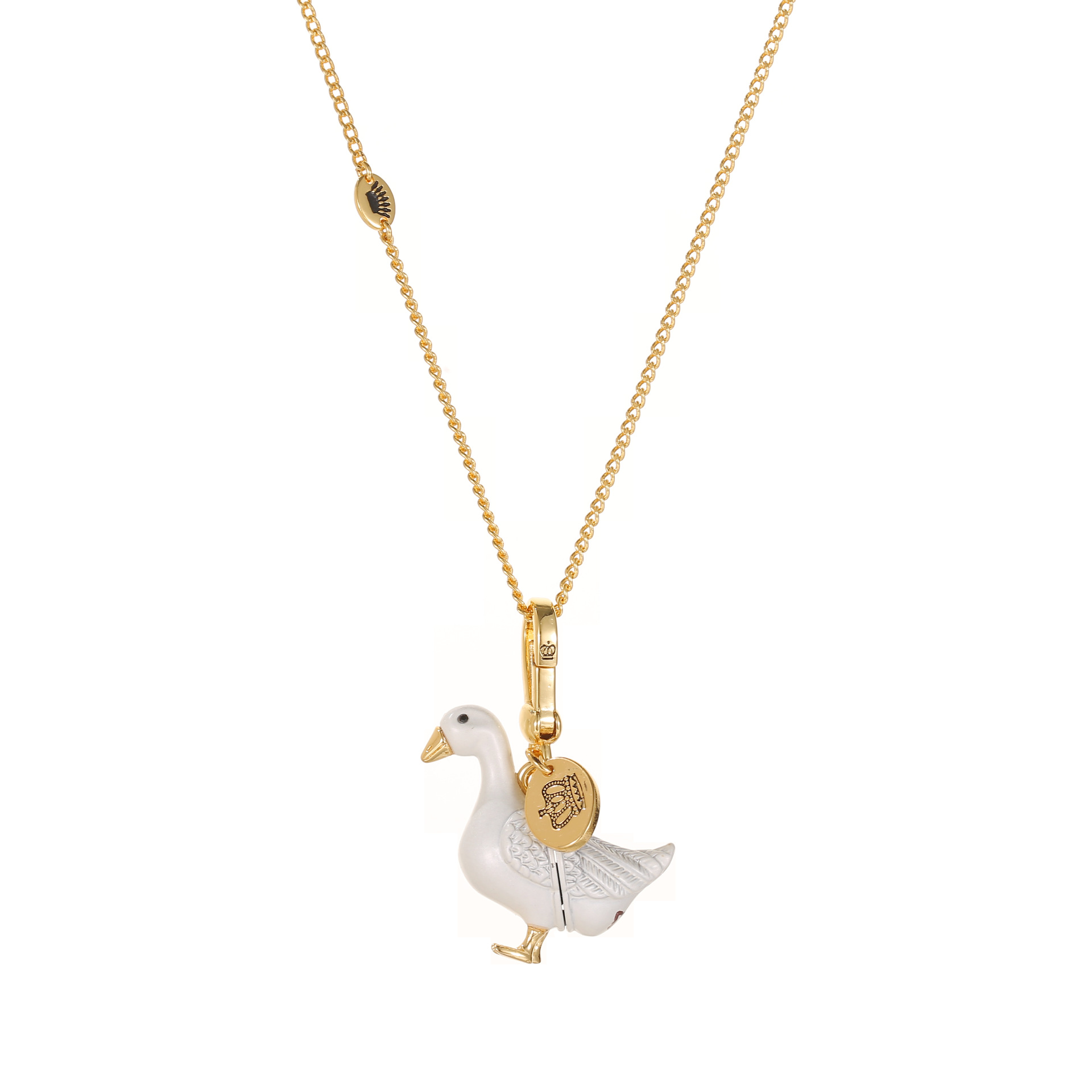 Accessory temperament enamel glaze color glaze print gray swan can be opened gold egg pendant