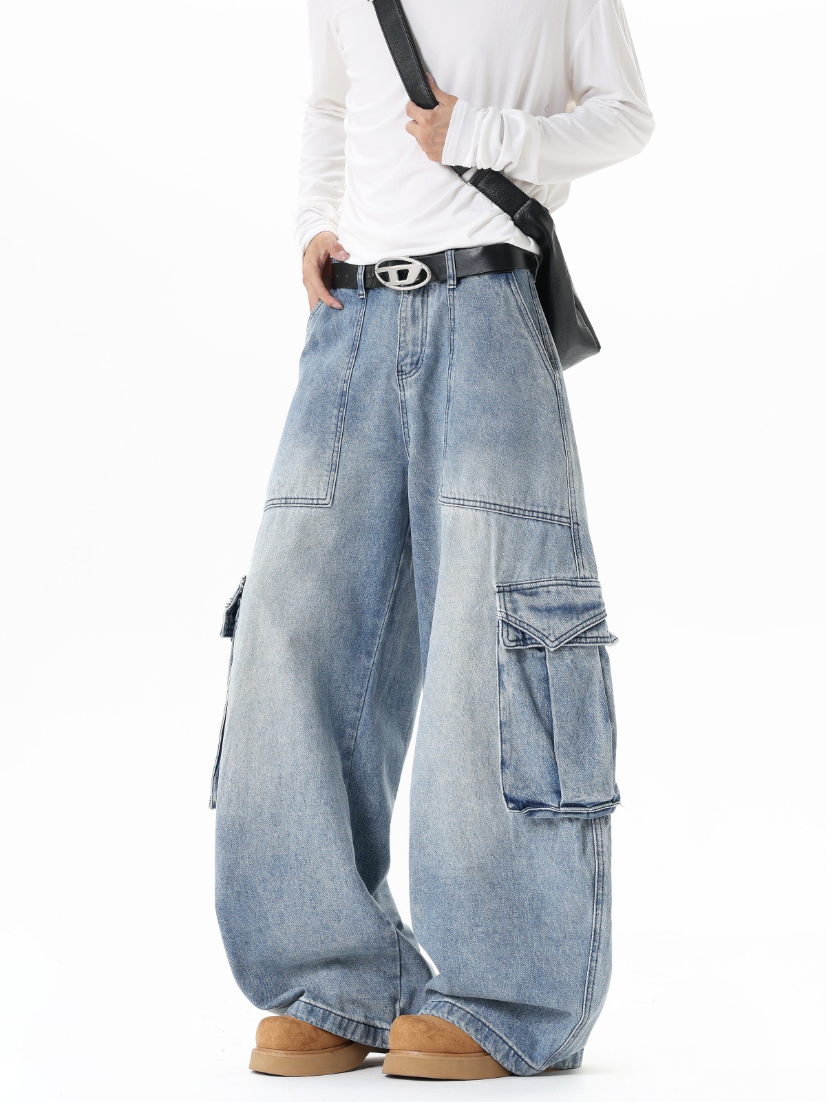 Jeans cargo ultra anchos de hombre Jeans cargo ultra anchos de hombre, azul