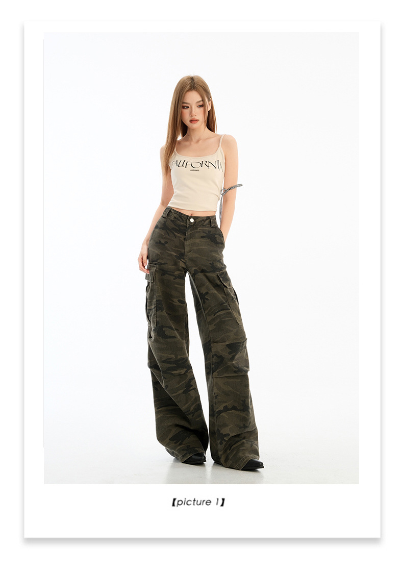 Pantalones cargo casuales de cintura alta para mujer