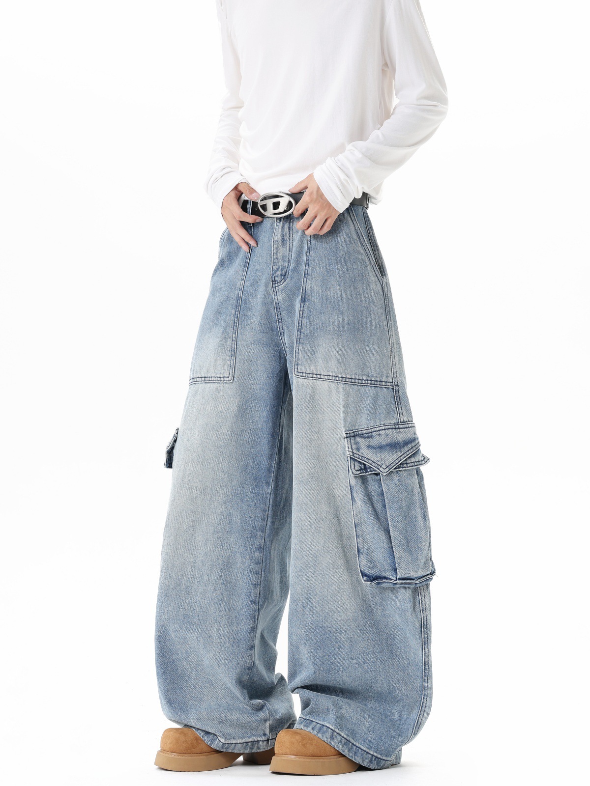 Jeans cargo ultra anchos de hombre Jeans cargo ultra anchos de hombre, azul