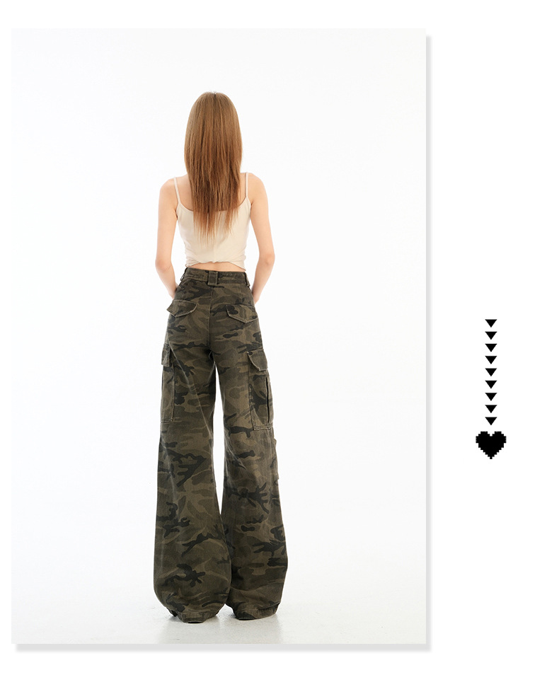 Pantalones cargo casuales de cintura alta para mujer