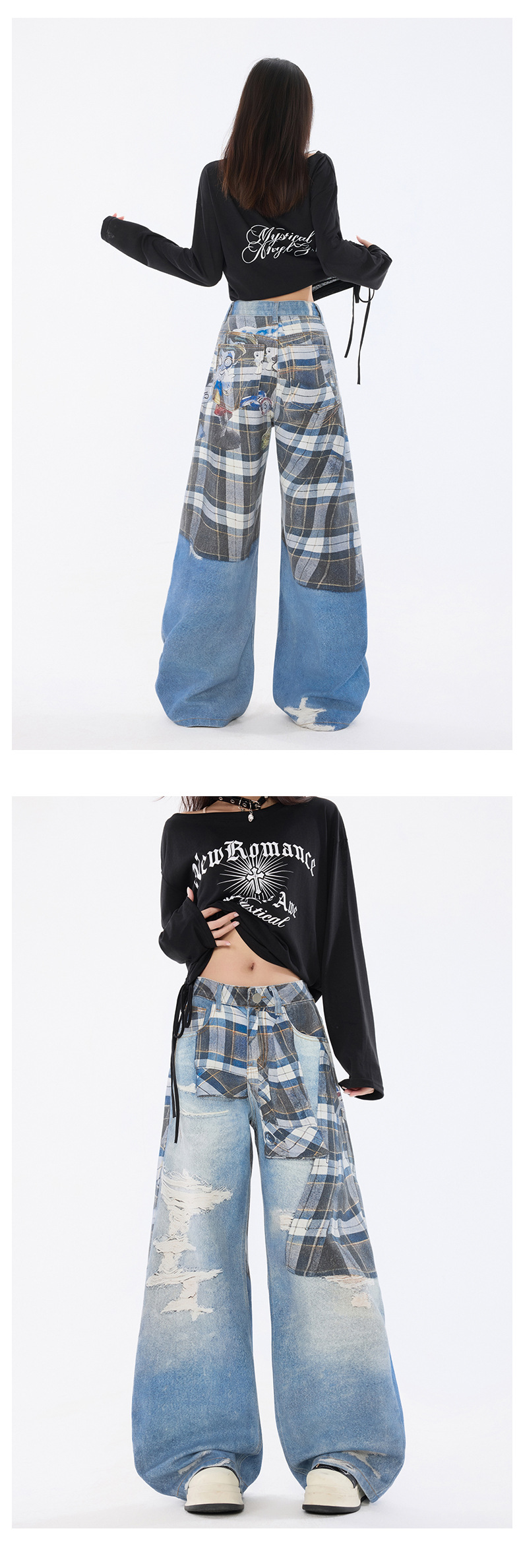 Pantalons en denim imprimés pour femmes