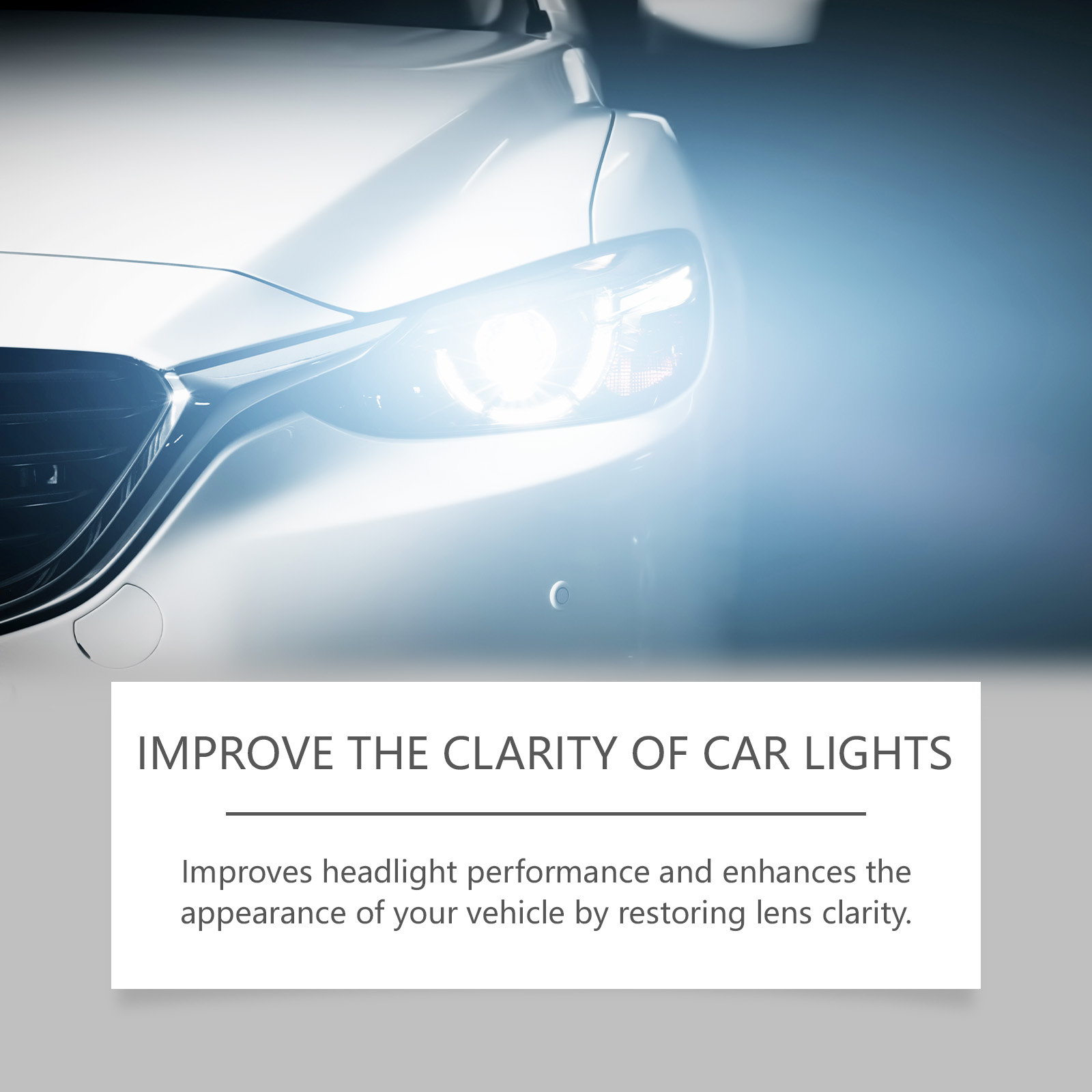 Bright car headlight with improved clarity treatment message