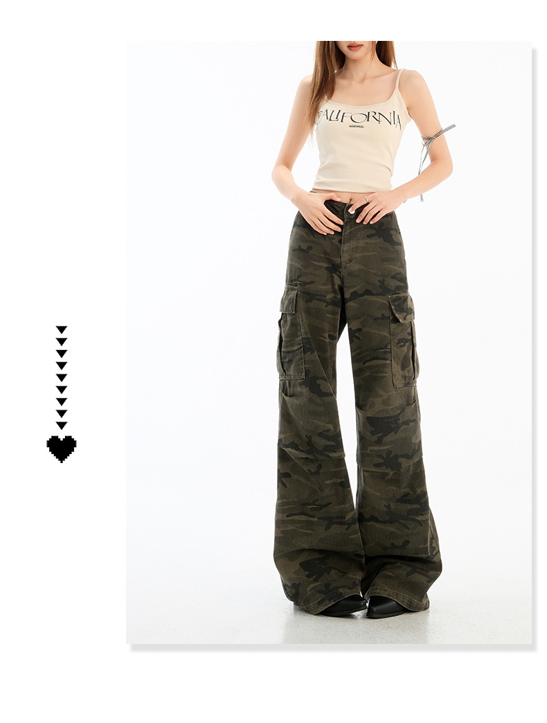 Pantalones cargo casuales de cintura alta para mujer