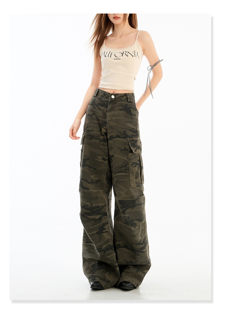 Pantalones cargo casuales de cintura alta para mujer