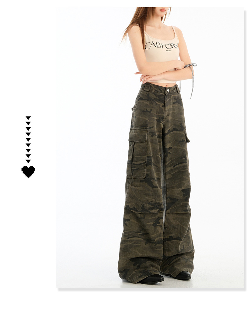 Pantalones cargo casuales de cintura alta para mujer