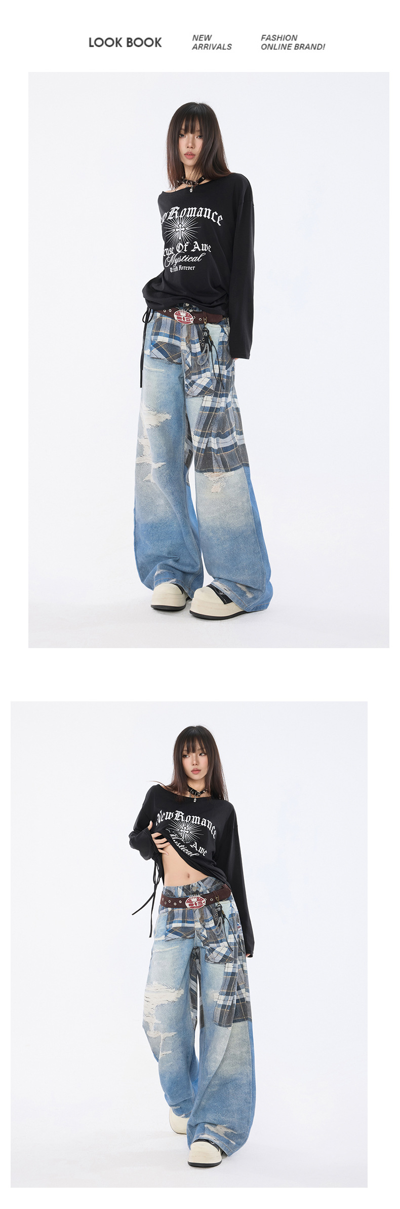 Pantalons en denim imprimés pour femmes