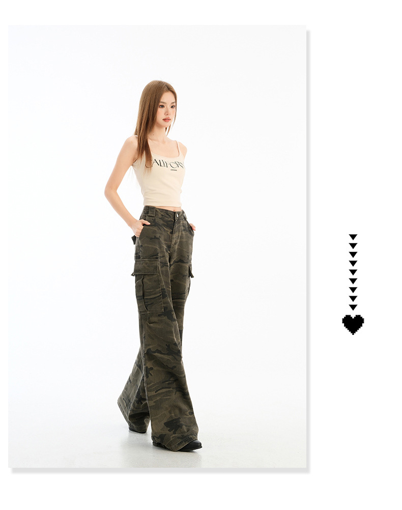 Pantalones cargo casuales de cintura alta para mujer
