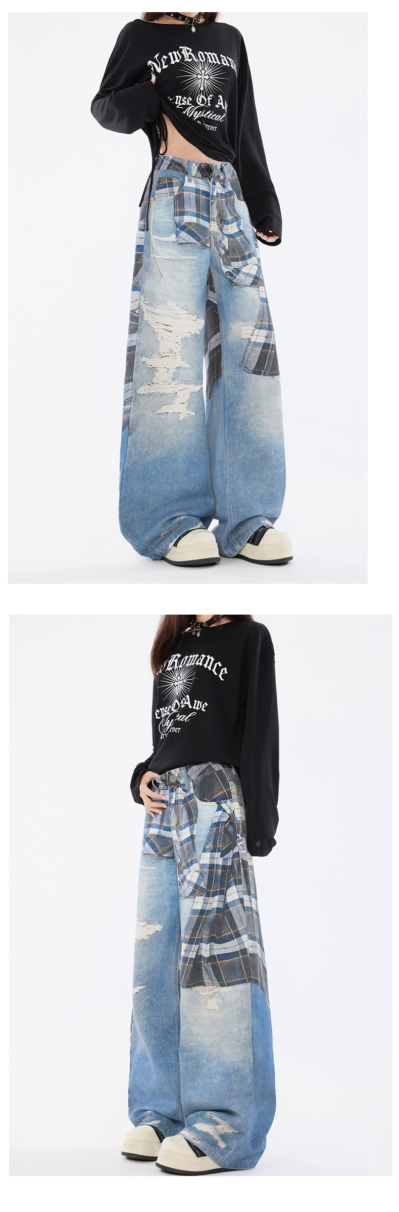 Pantalons en denim imprimés pour femmes