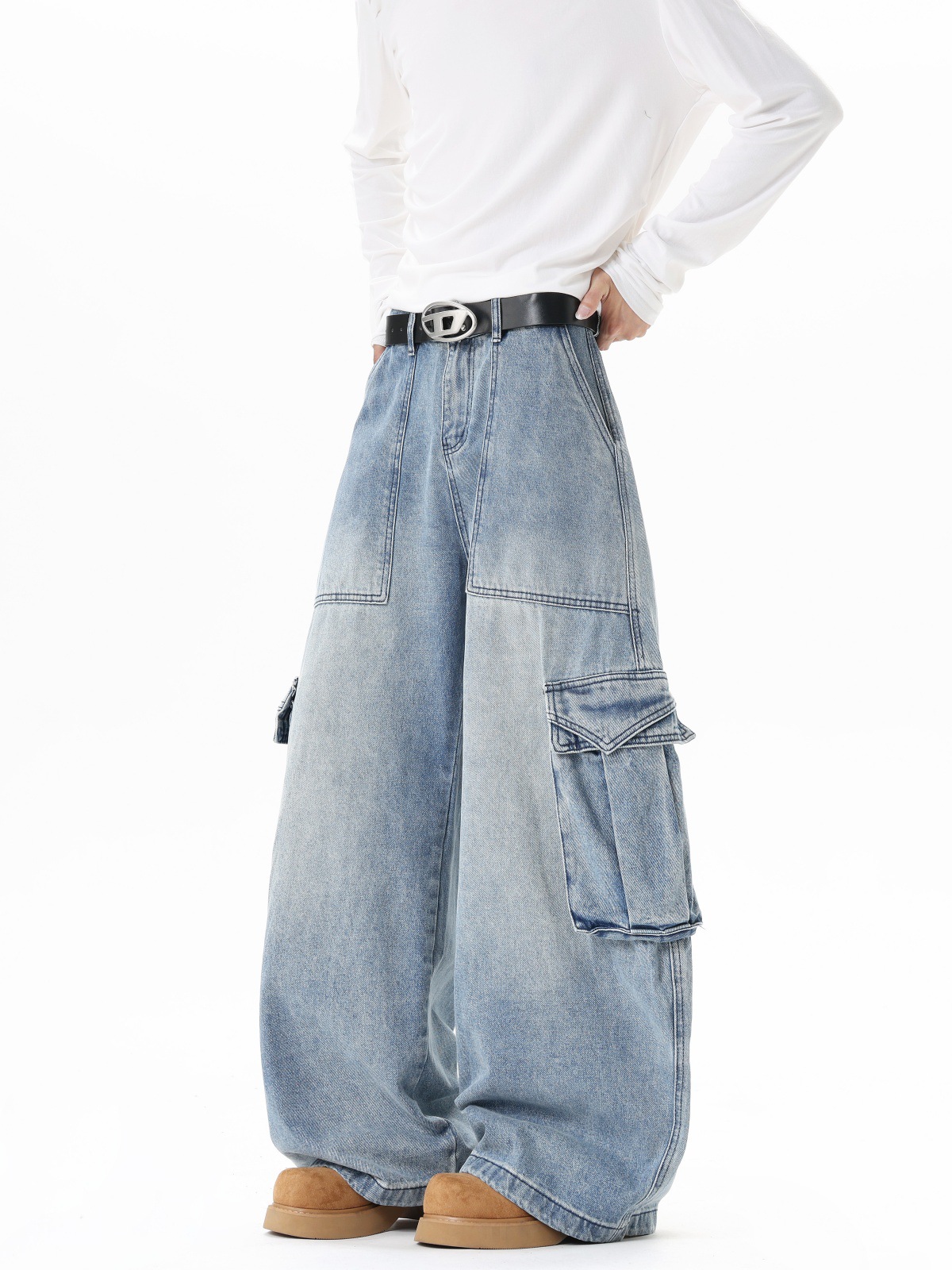 Jeans cargo ultra anchos de hombre Jeans cargo ultra anchos de hombre, azul