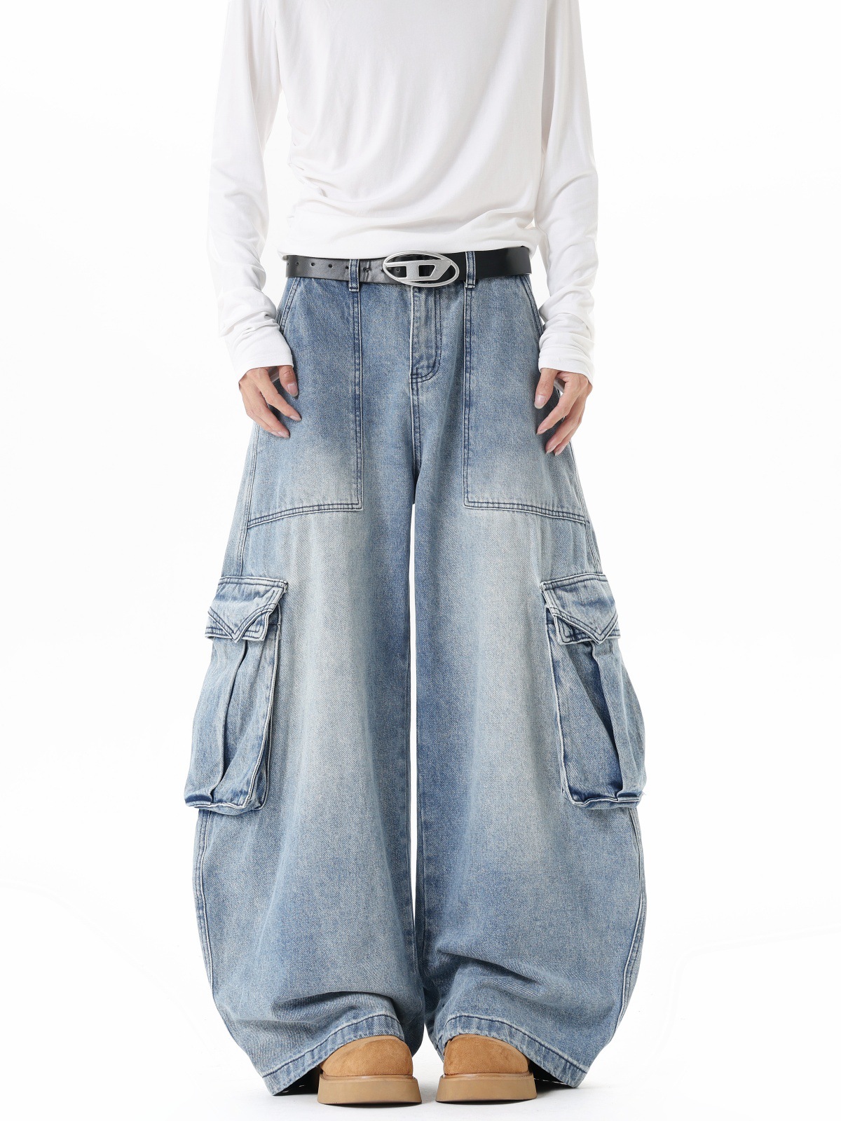 Jeans cargo ultra anchos de hombre Jeans cargo ultra anchos de hombre, azul