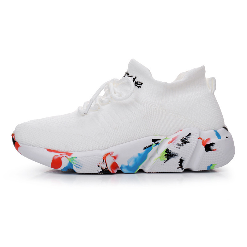 Sports Shoes Women's Summer Breathable Flyknit Elastic Socks Shoes Men's Knitted Soft Sole Running Shoes Versatile image 4