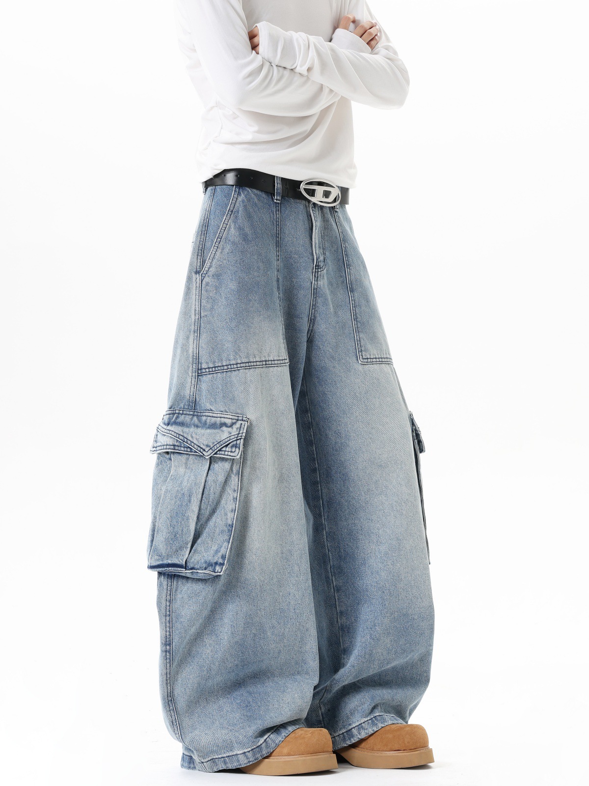Jeans cargo ultra anchos de hombre Jeans cargo ultra anchos de hombre, azul