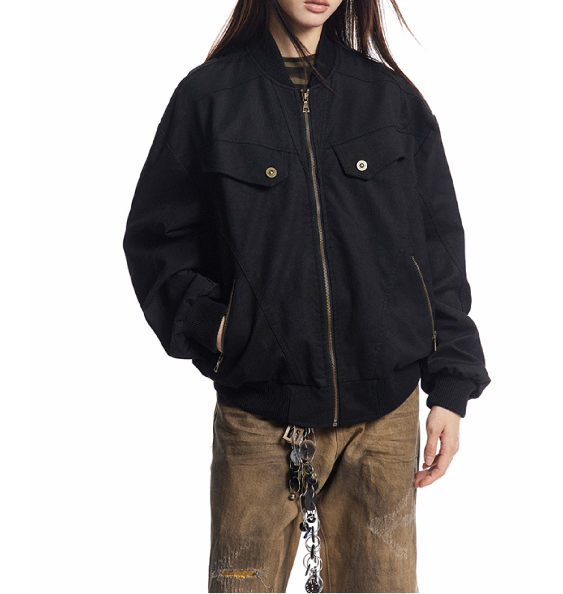 Men’s Vintage Solid Color Jacket - Back View