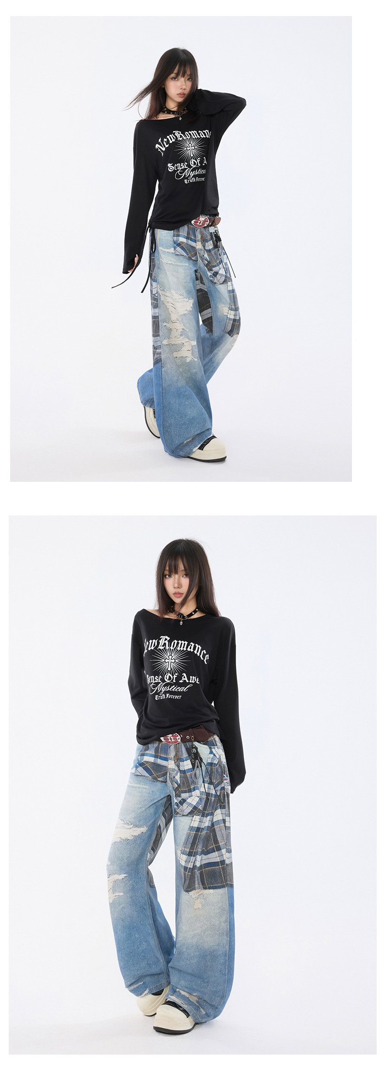 Pantalons en denim imprimés pour femmes