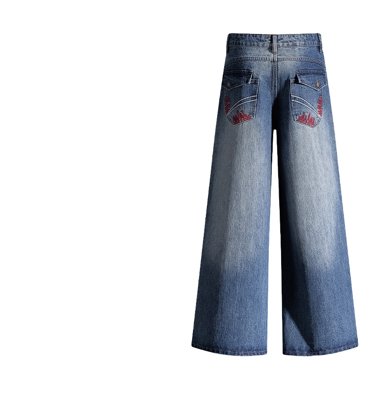 Jeans anchos faded de mujer