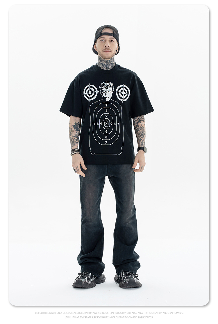 T-shirt homme tir cible noir