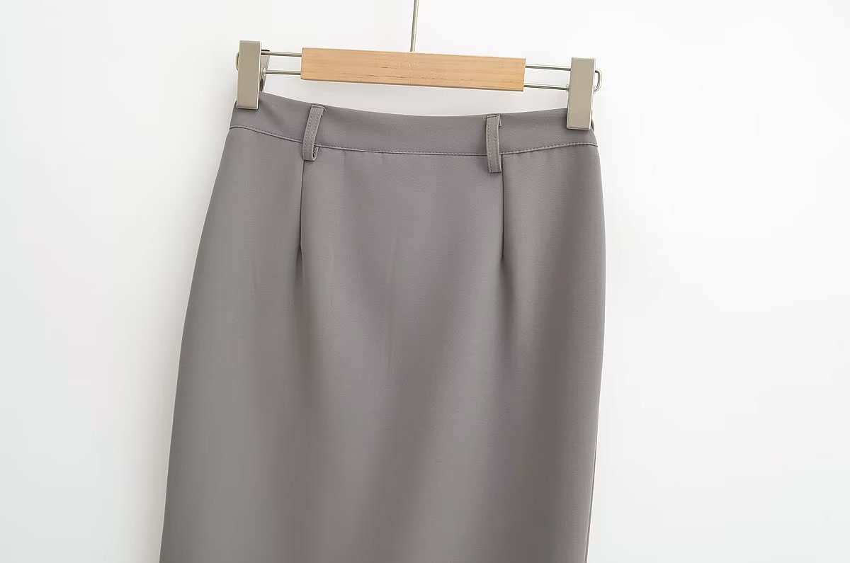 Split knee length long skirt F64CDDF0FE32144FC04536D2C9F646B5