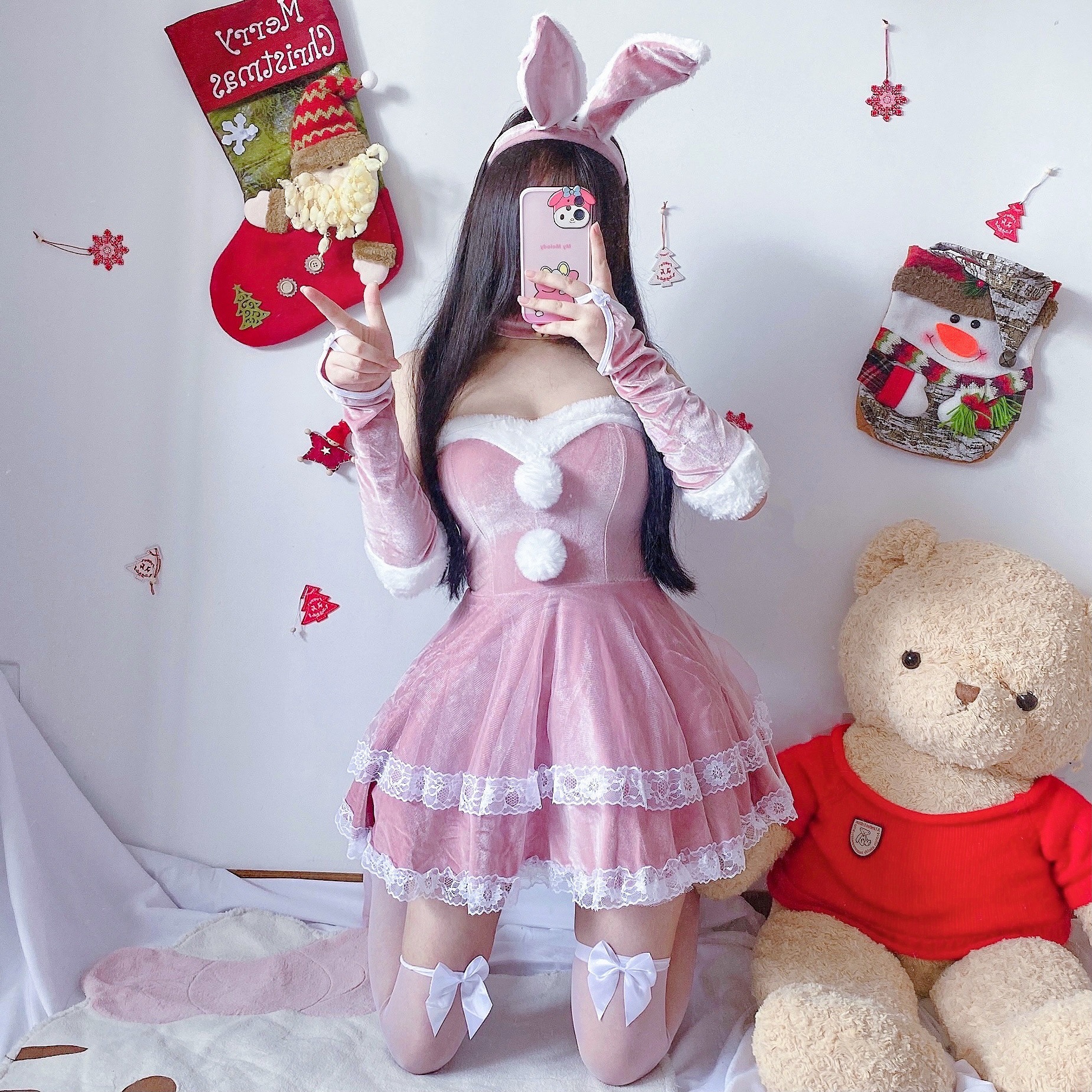 Christmas Bunny Maid Costume for Women detail image 6