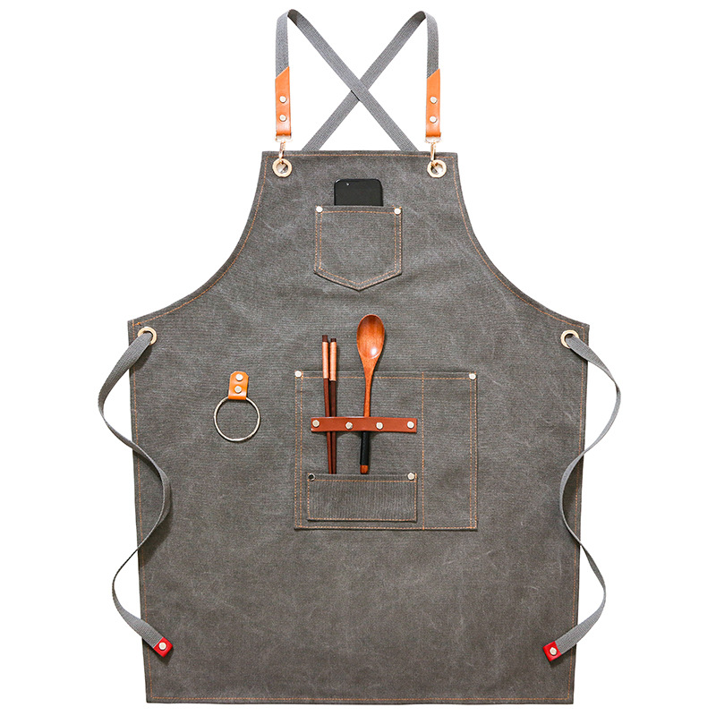 Apron Denim Canvas Cafe Barber Restaurant Unisex Workwear Custom Logo