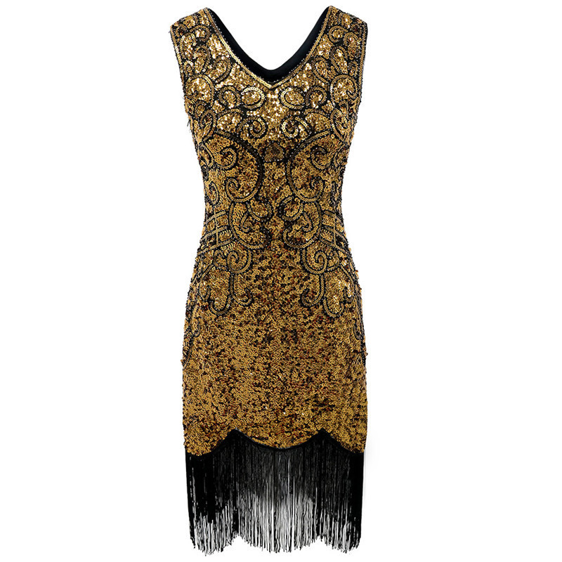 1920s Flapper Gatsby Sequin Fringe Dress for Women detail image 1