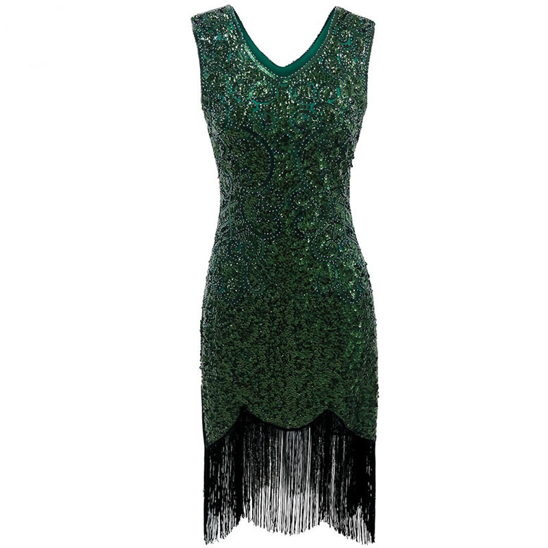 1920s Flapper Gatsby Sequin Fringe Dress for Women detail image 4