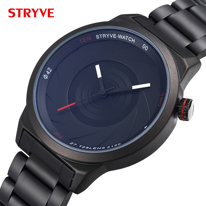 Japanese Movement Men's Steel Strap Watch STRYVE Popular Stainless Steel Quartz Watch for Men