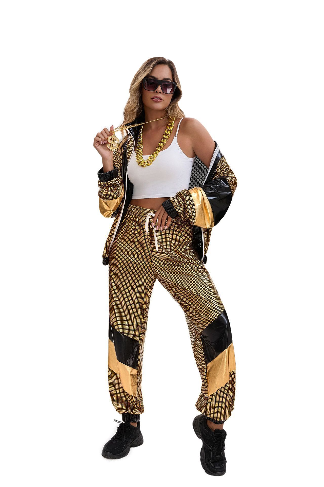 80s Hip Hop Disco Tracksuit Costume for Adults detail image 5