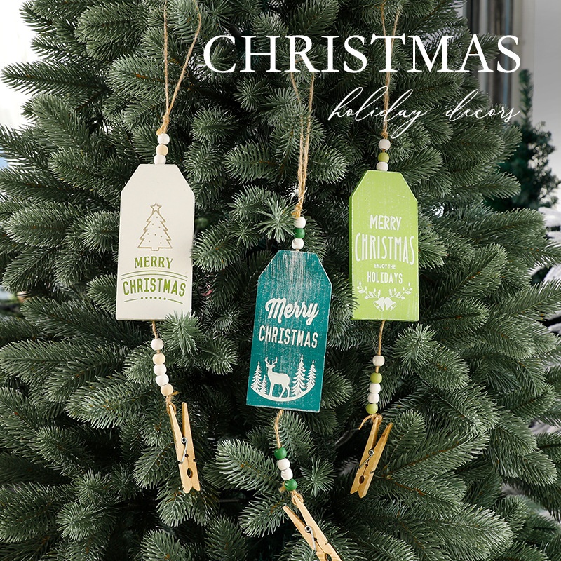 Santa Yuan Nordic Style Wooden Tiffany Blue Christmas Tree Ornament, Holiday Decoration Hanging Decor