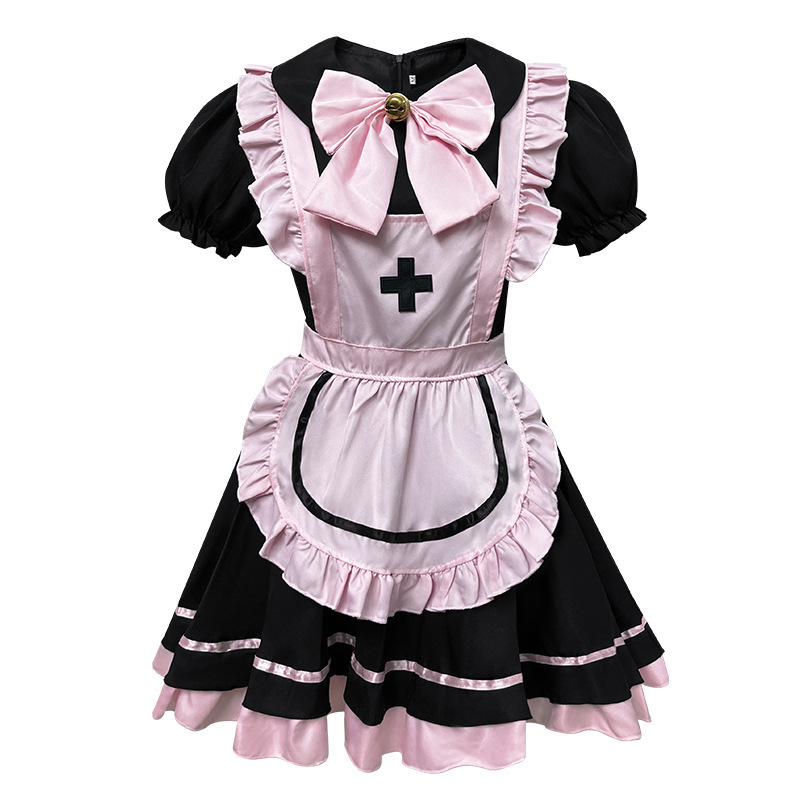 Pink Black Maid Lolita Costume for Women detail image 8