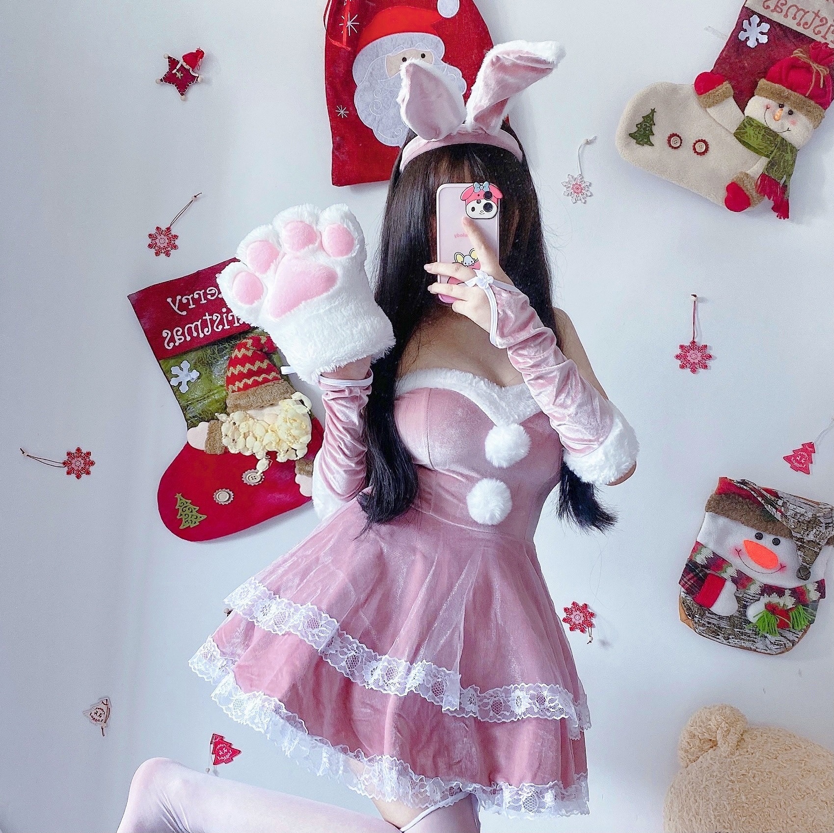 Christmas Bunny Maid Costume for Women detail image 4
