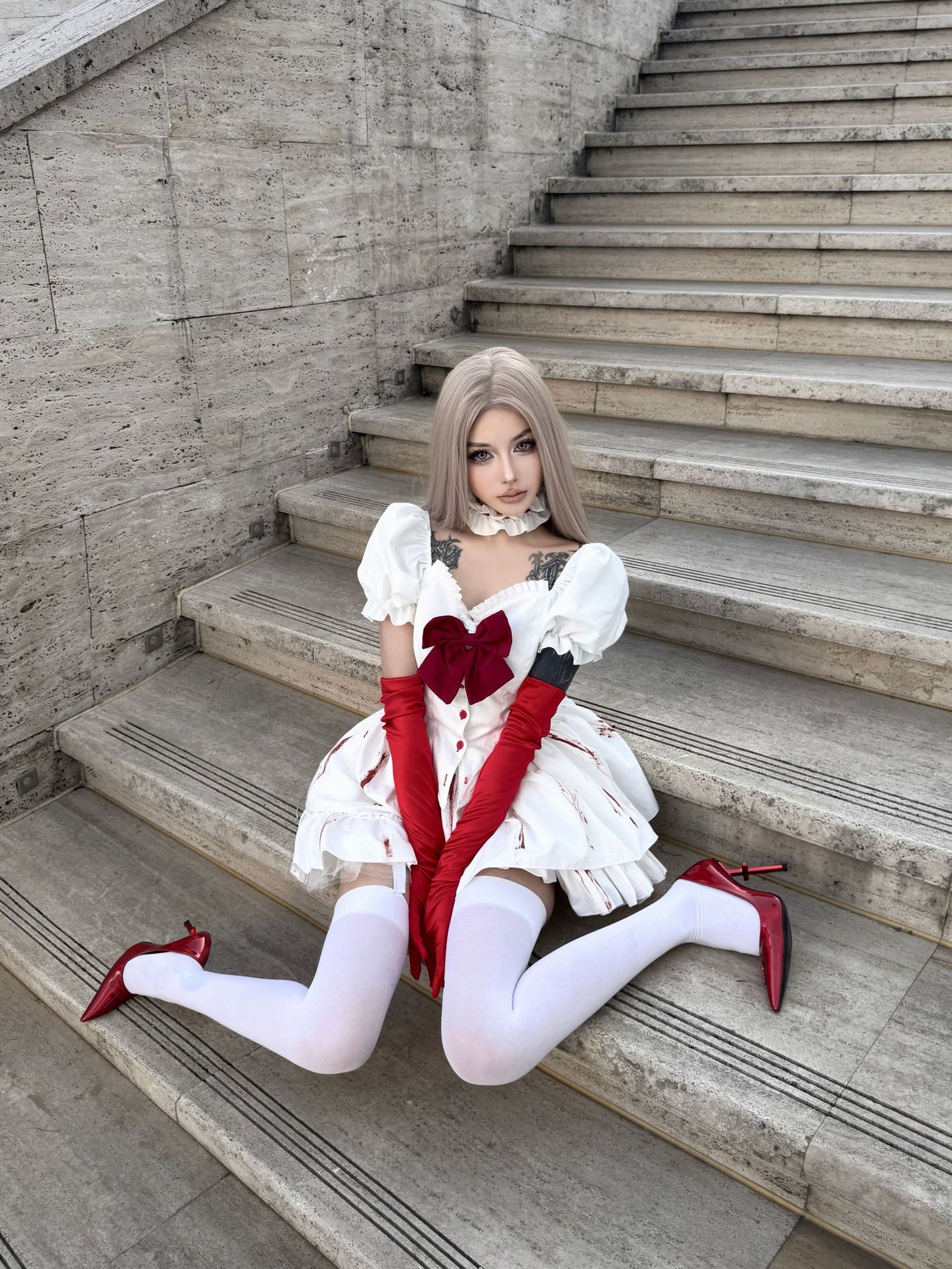 Bloody Doll Gothic Lolita Maid Costume for Women detail image 10