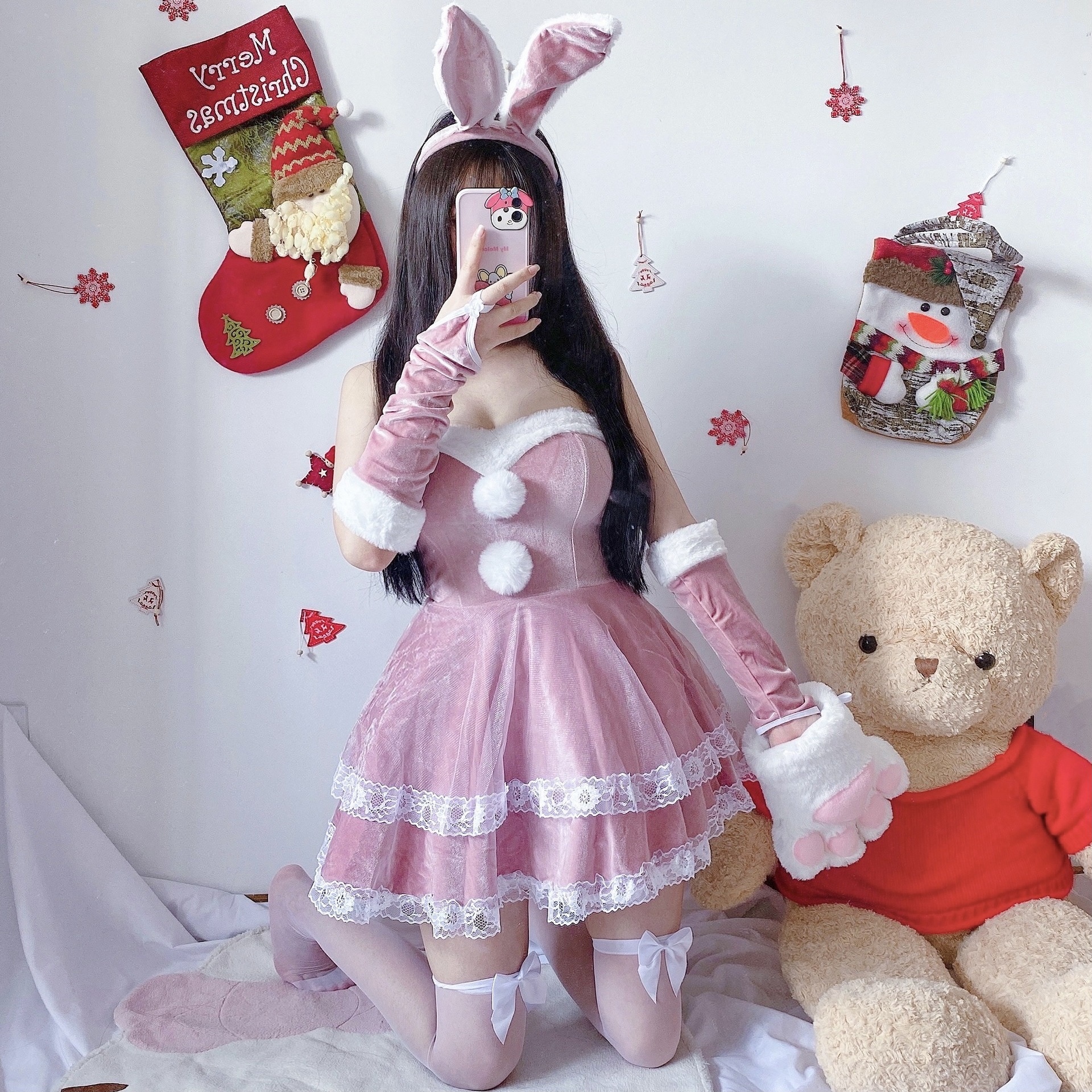 Christmas Bunny Maid Costume for Women detail image 5
