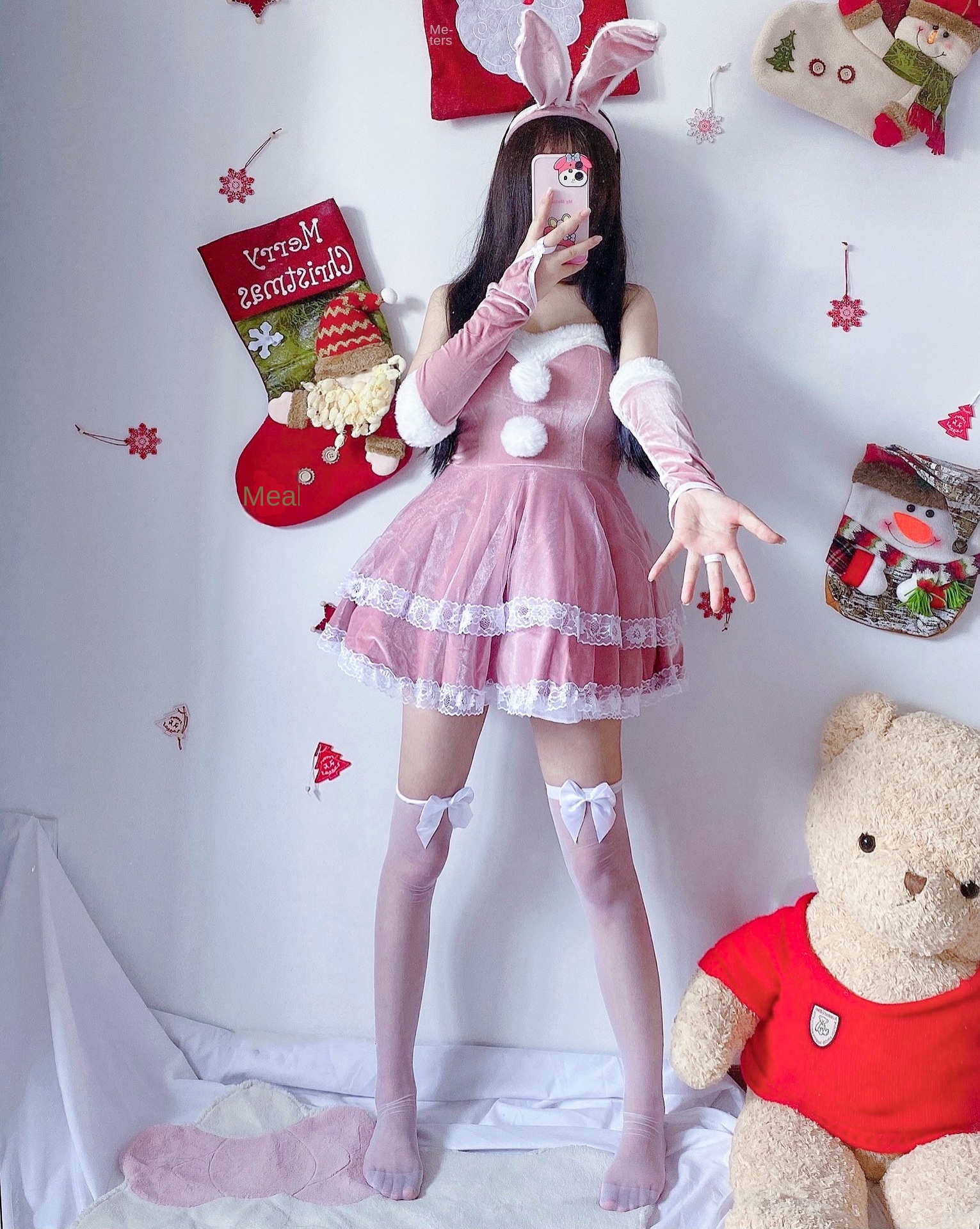 Christmas Bunny Maid Costume for Women detail image 1