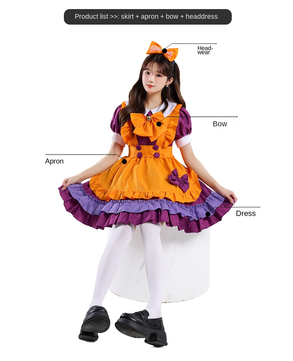 Orange Maid Lolita Costume for Women detail image 1