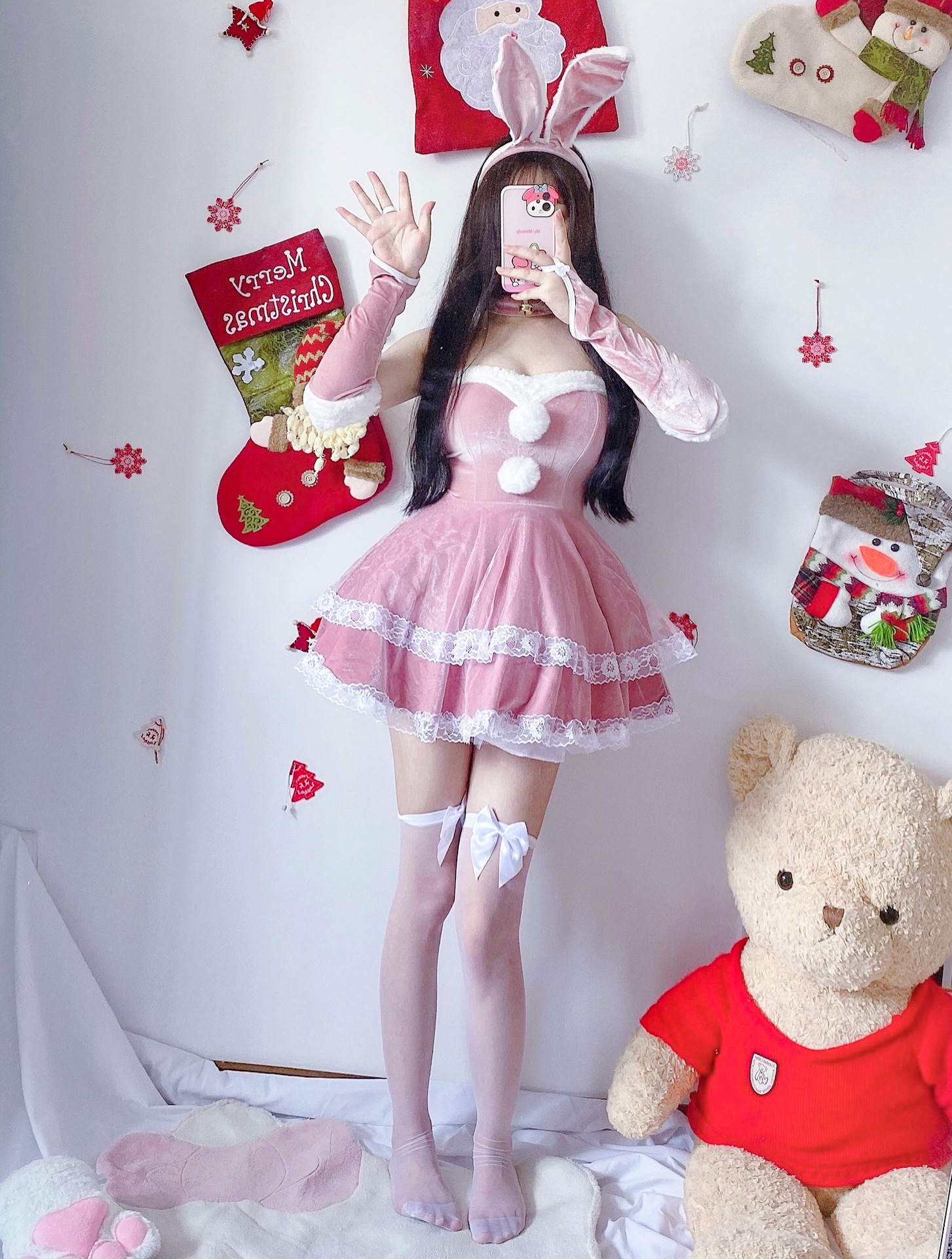 Christmas Bunny Maid Costume for Women detail image 3