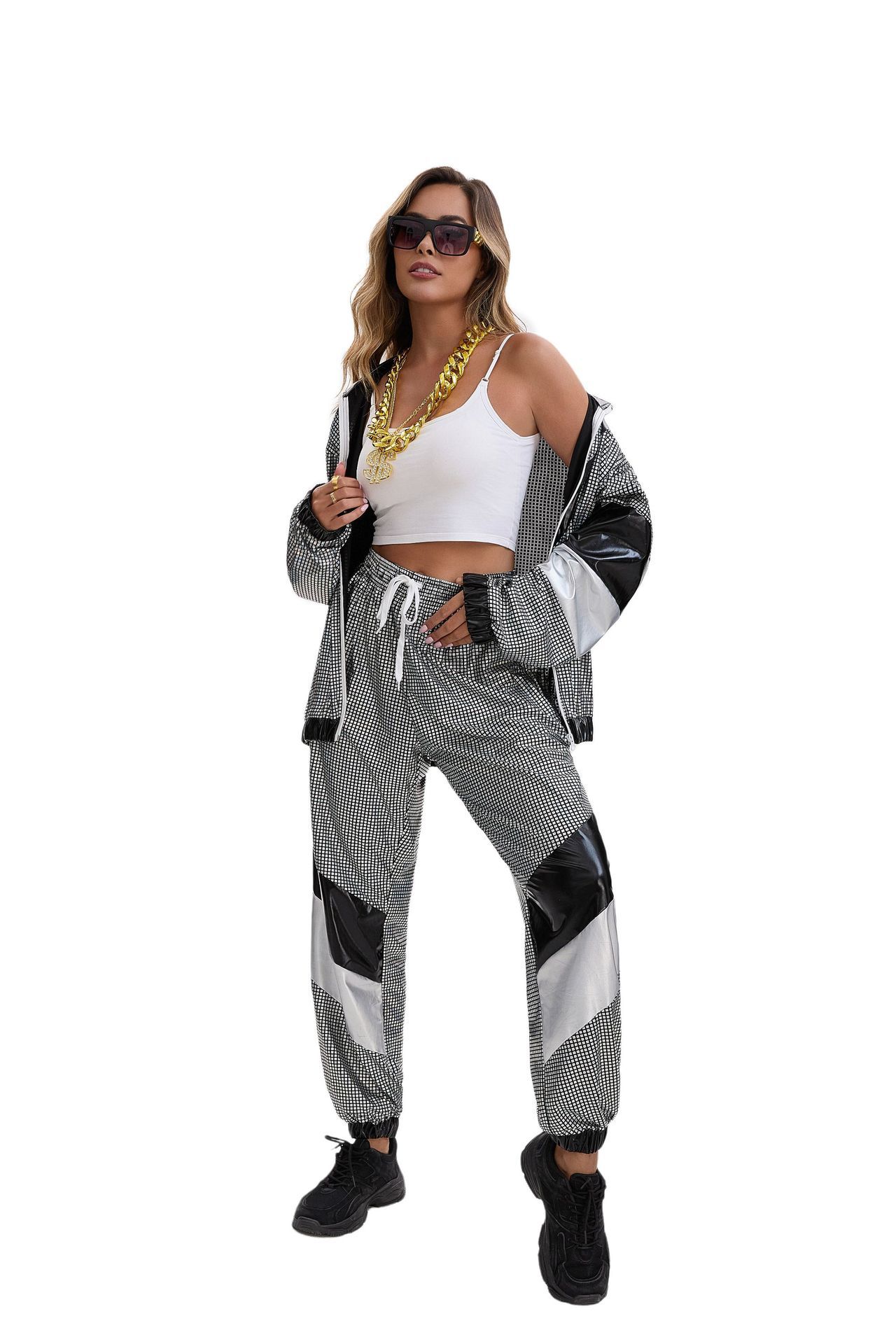 80s Hip Hop Disco Tracksuit Costume for Adults detail image 16