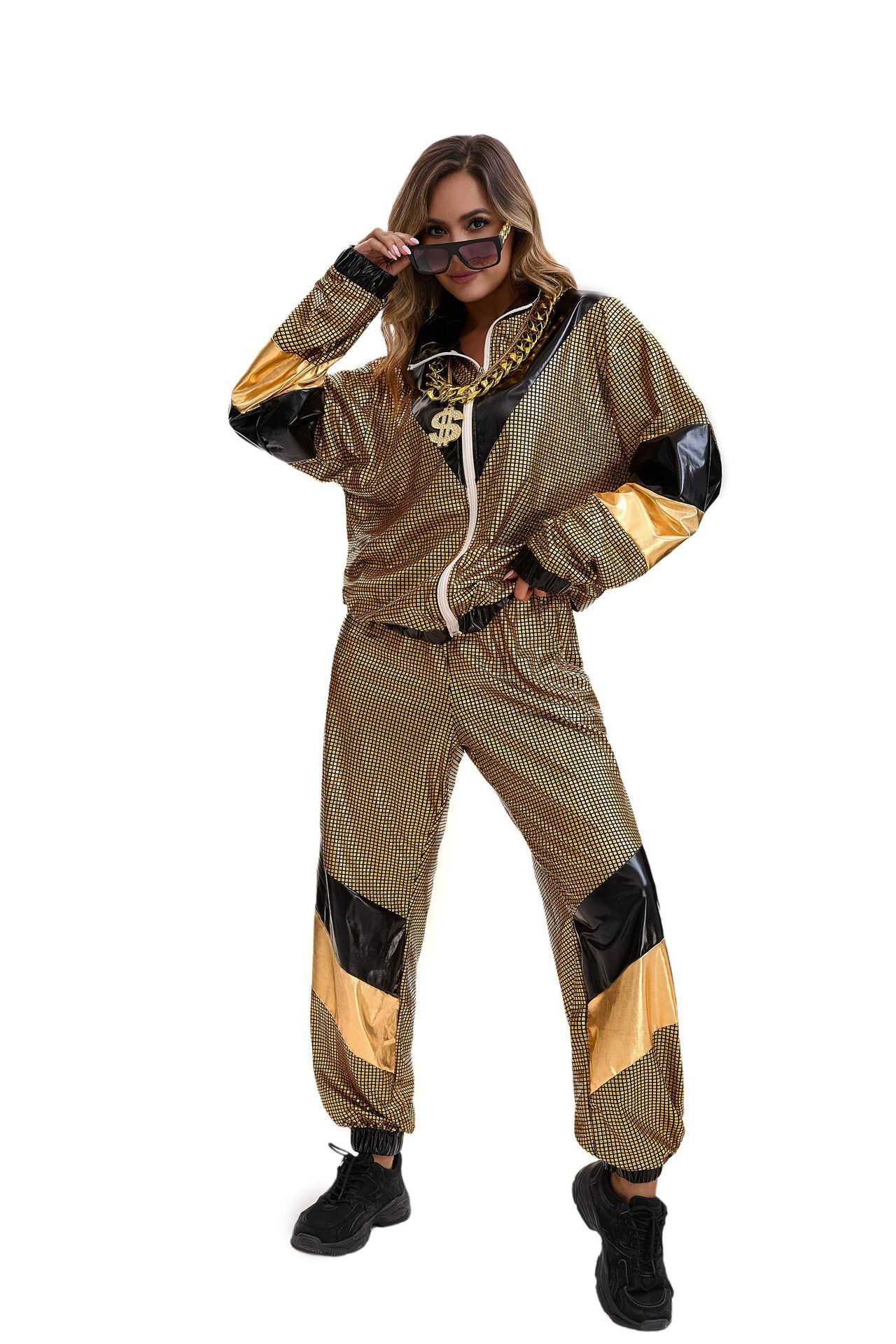 80s Hip Hop Disco Tracksuit Costume for Adults detail image 4