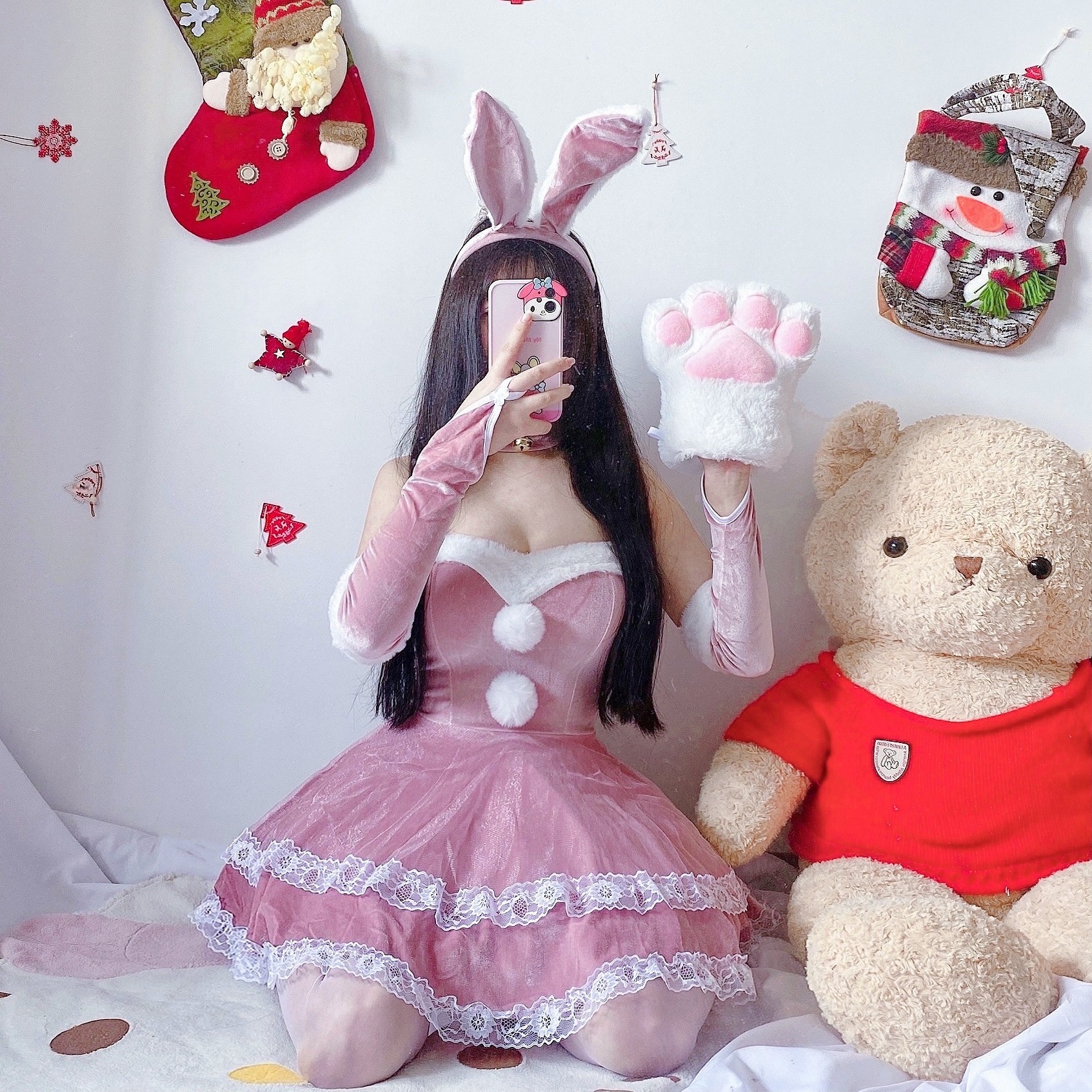 Christmas Bunny Maid Costume for Women detail image 8