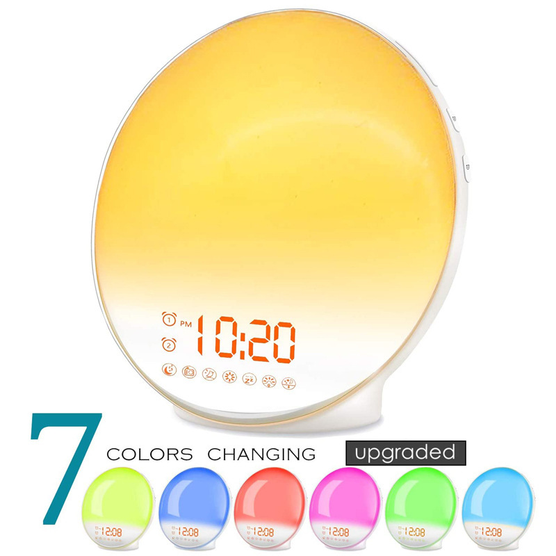 Simulated Sunrise Wake-up Light LED Alarm Clock, Colorful Ambient Bedside Lamp, Children's Wake-up