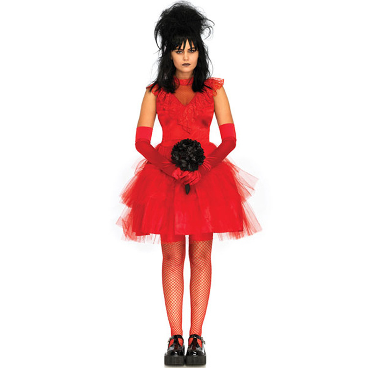 Red Ghost Bride Vampire Wedding Dress for Women detail image 1